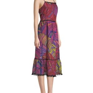 Scoop-Neck Sleeveless Multicolor Palm-Print Maxi D